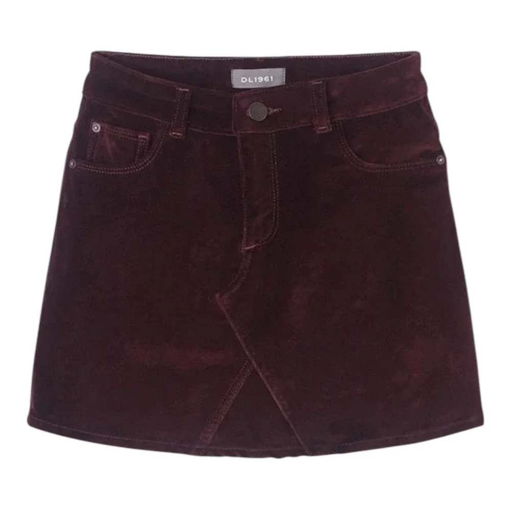 DL1961 Jenny‎ Velveteen Skirt Girls Size 14 Burgundy Manor Mini 256725 Winter